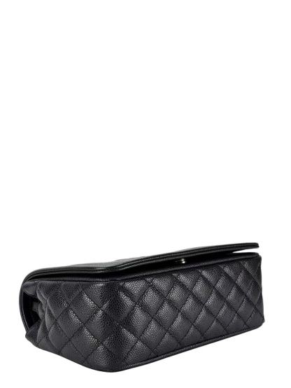 CHANEL - CC Logo Chain Shoulder Bag Black Caviar Sliver Hardware