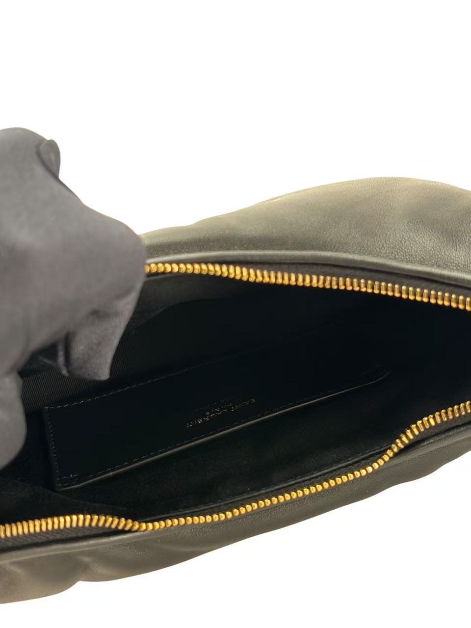 SAINT LAURENT - Black Lambskin Calypso YSL Hobo Bag