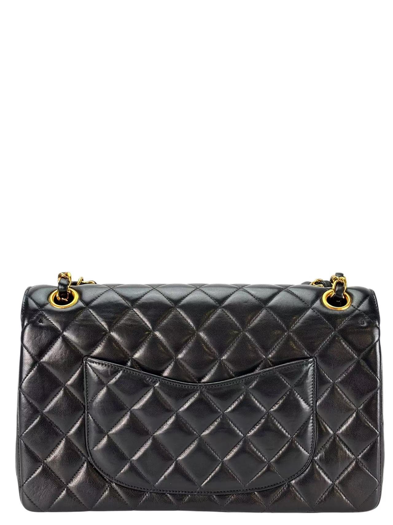 CHANEL - Black Lambskin Paris Exclusive Medium Classic Double Flap Bag (CF25) 