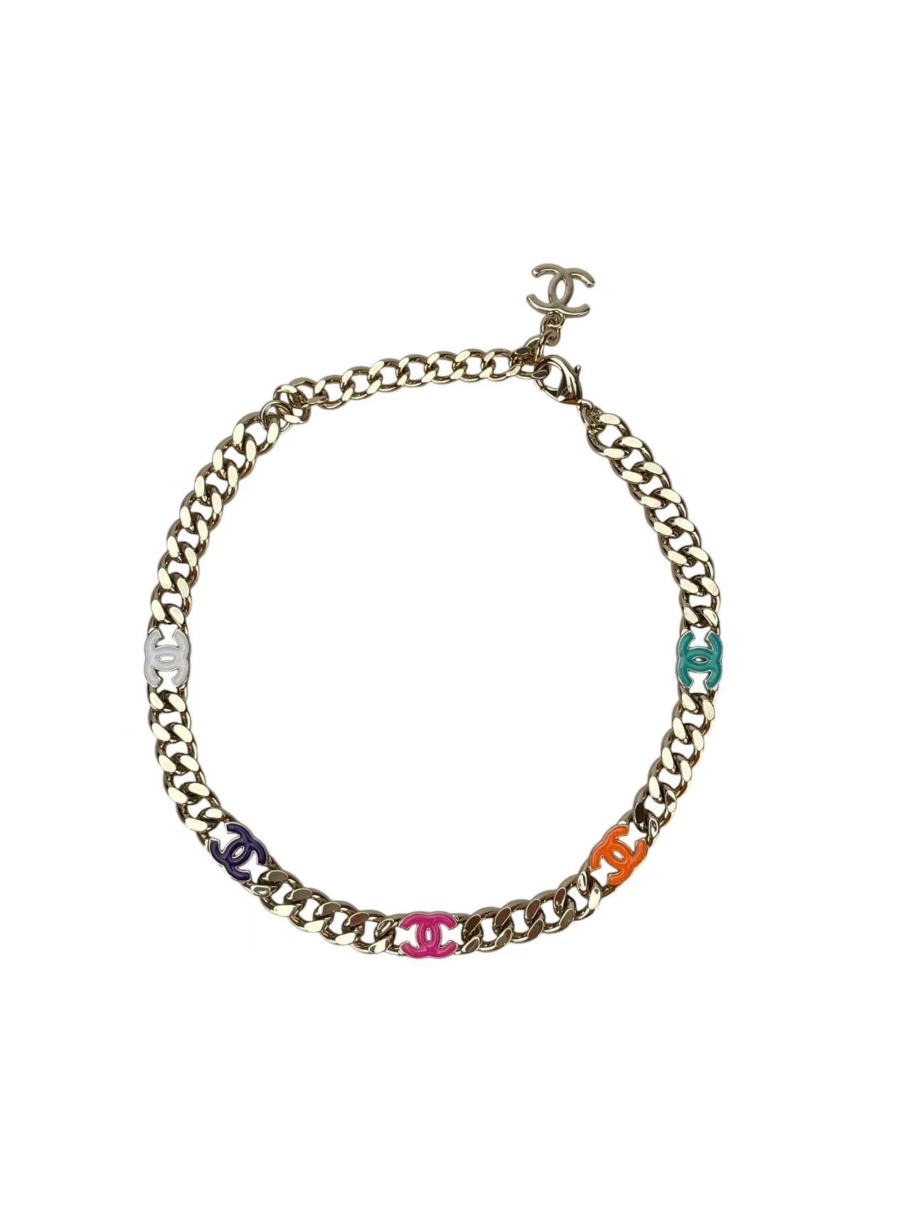 CHANEL - CC Logo Multicolor Necklace