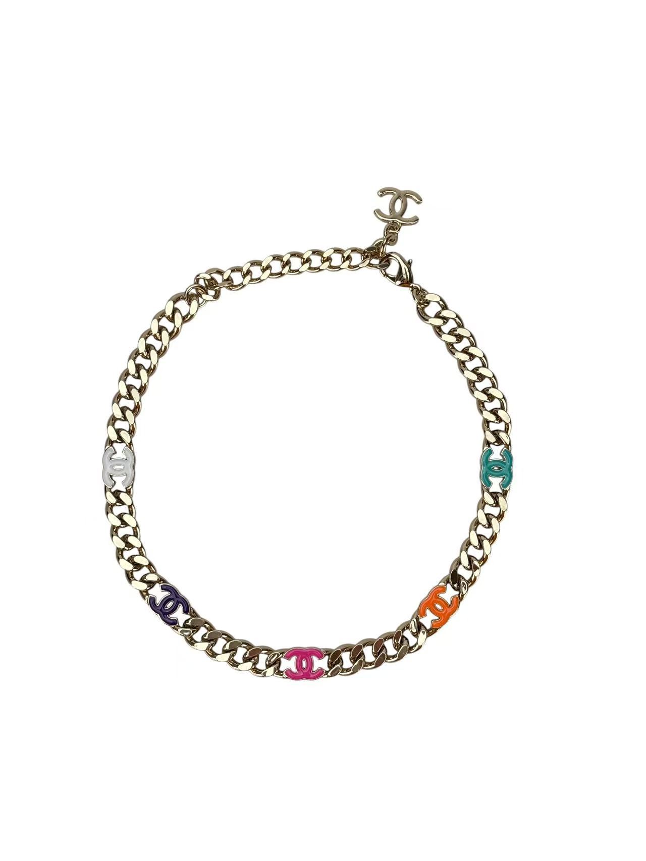 CHANEL - CC Logo Multicolor Necklace