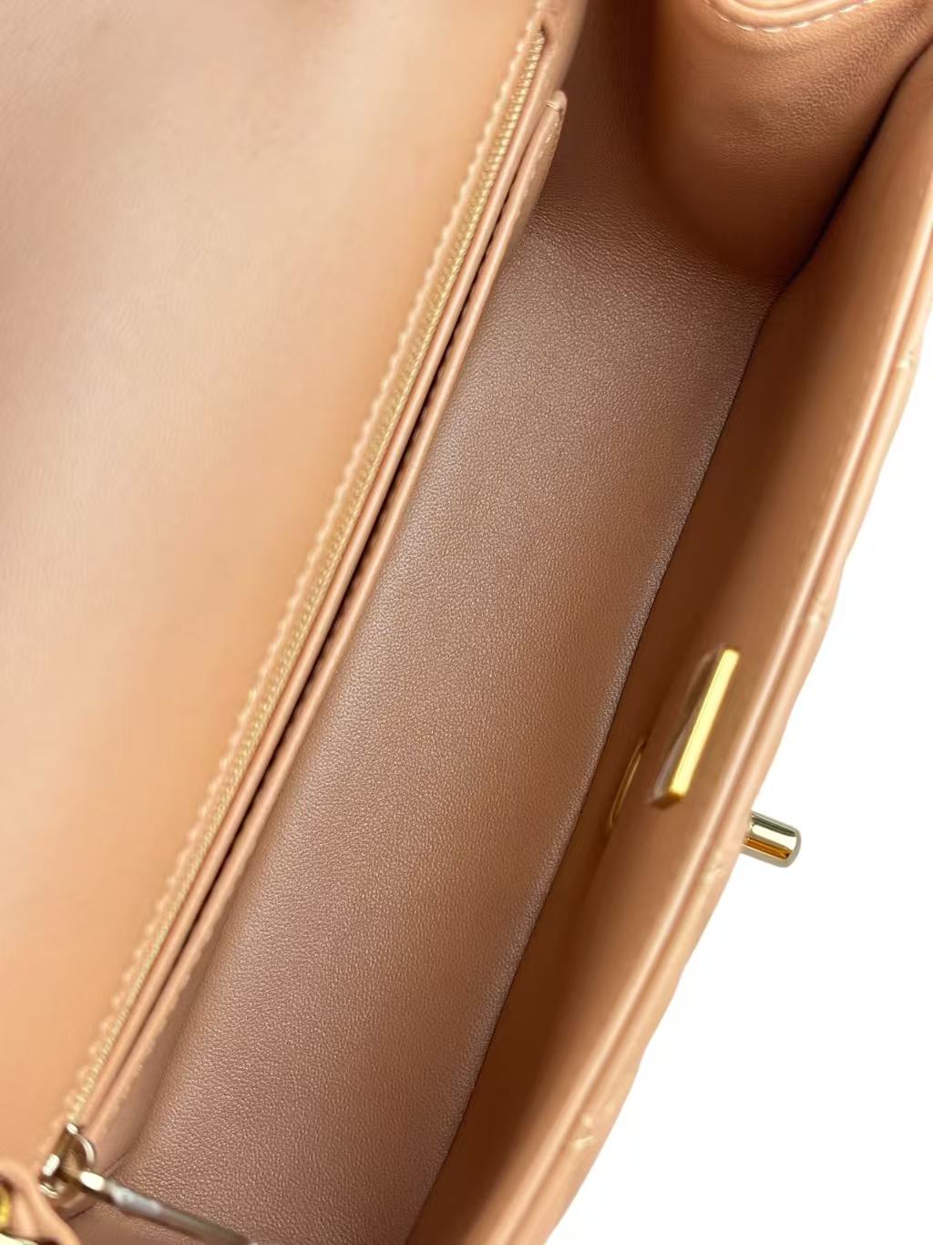 CHANEL -  Caviar Mini Flap Shoulder Bag Dark Beige Gold Hardware