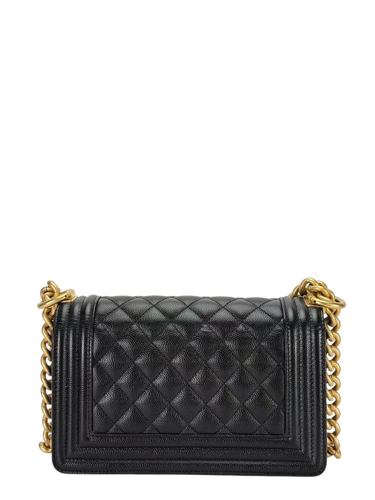 CHANEL - Small Boy Flap Bag Black Caviar Gold Hardware