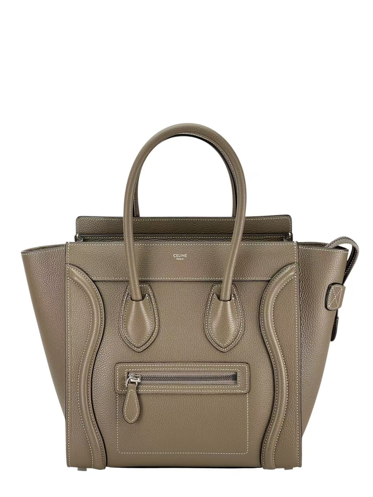CELINE - Micro Luggage handbag in Drummed Calfskin Grey 