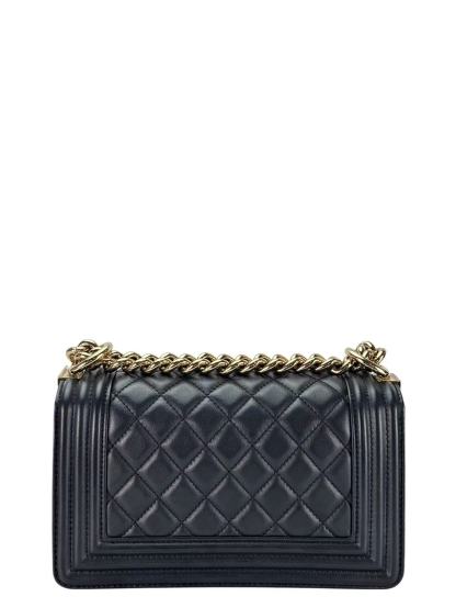 CHANEL - Small Boy Flap Bag Black Caviar Metal Gold
