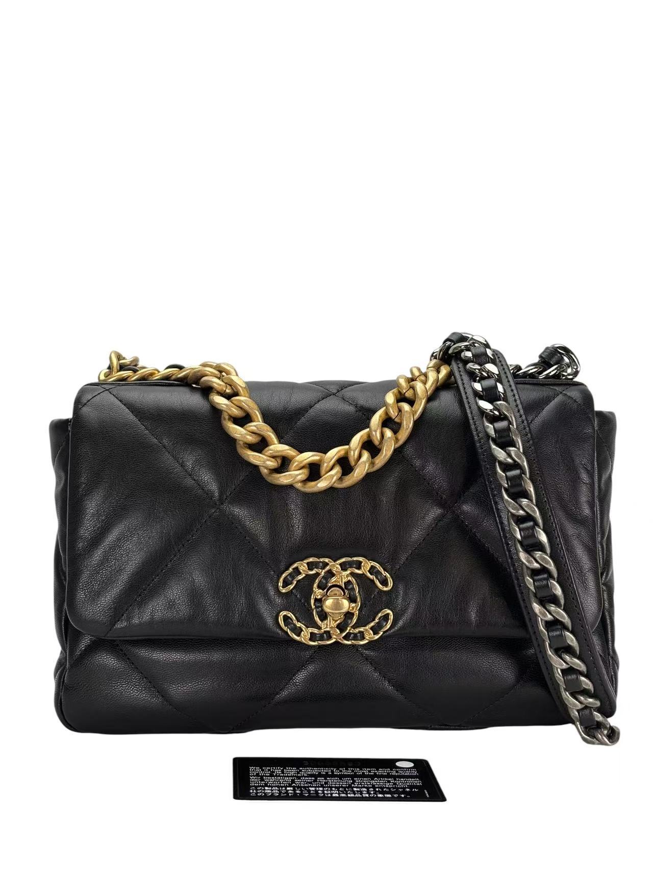 CHANEL - Medium 19 Bag Black Lambskin Handbag