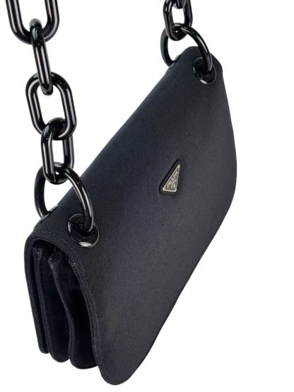 PRADA - Black Nylon Plastic Chain Shoulder Bag 