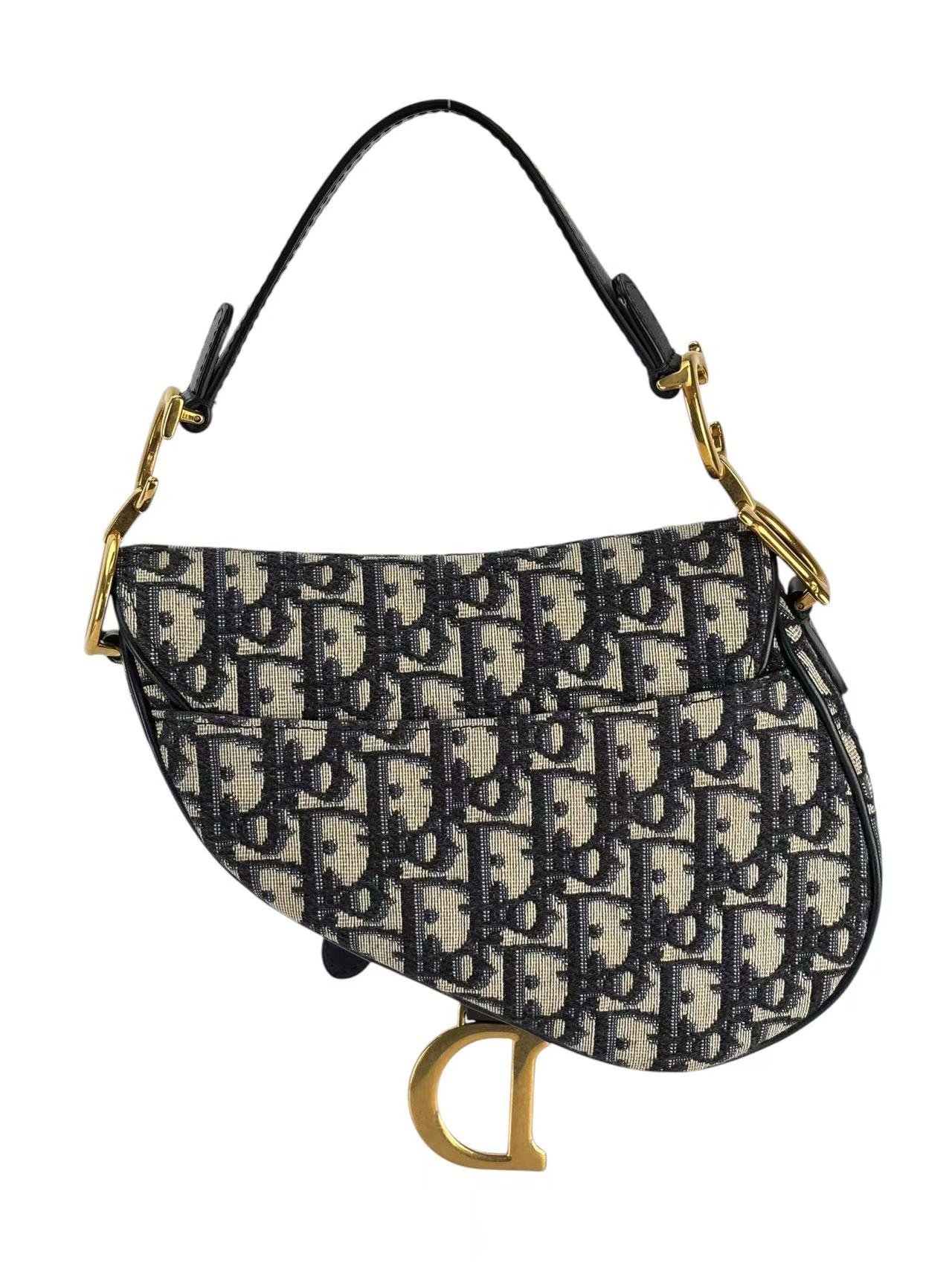 CHRISTIAN DIOR - Saddle Pochette Oblique Jacquard