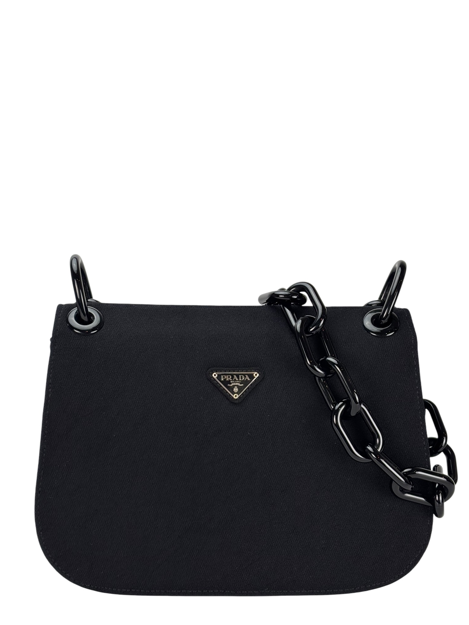 PRADA - Black Nylon Plastic Chain Shoulder Bag 