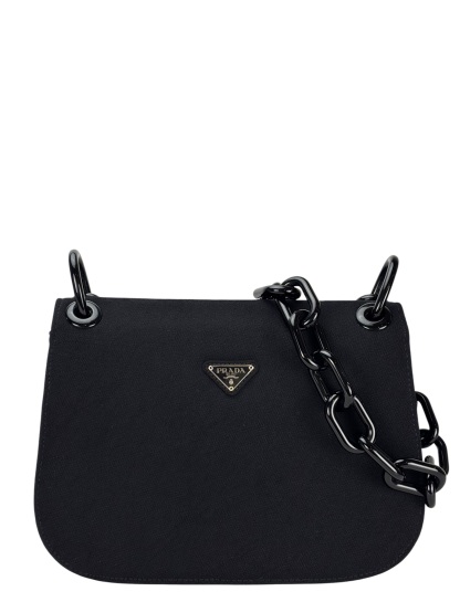 PRADA - Black Nylon Plastic Chain Shoulder Bag 