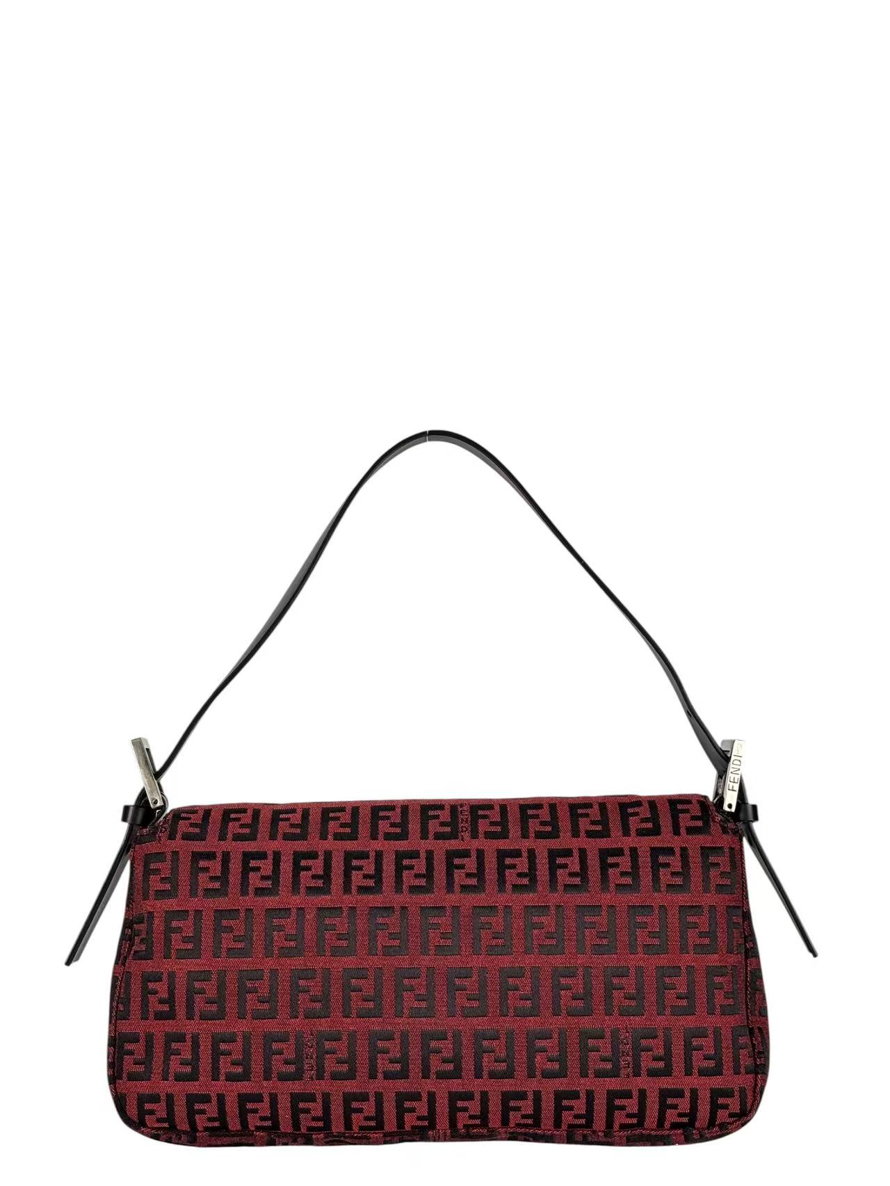 FENDI - Red Zucchino Canvas Baguette Shoulder Bag
