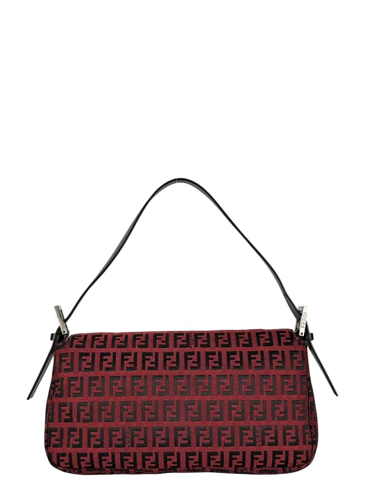 FENDI - Red Zucchino Canvas Baguette Shoulder Bag