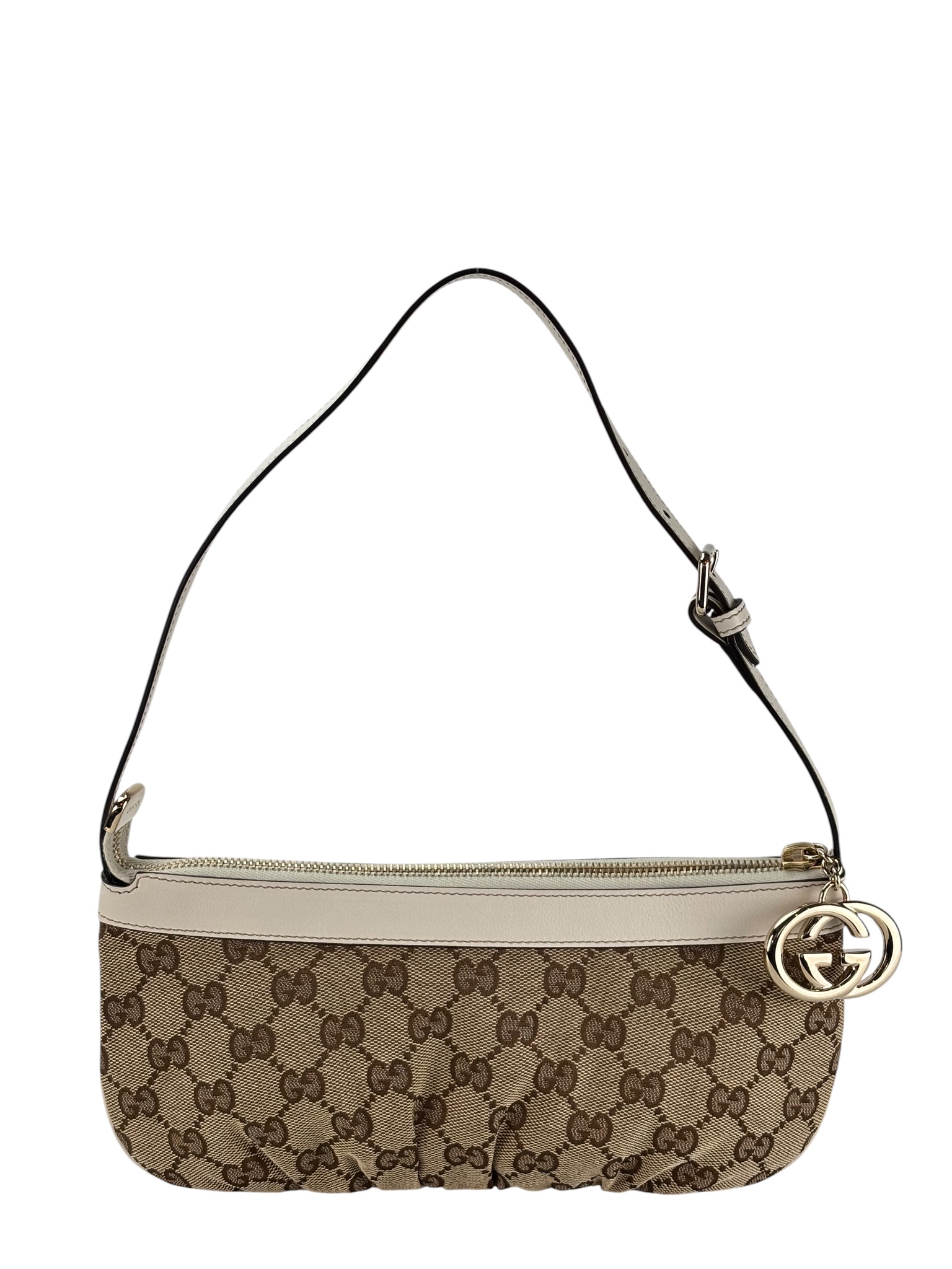 GUCCI - Beige Canvas Pochette Shoulder Bag