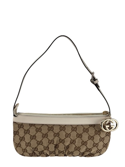 GUCCI - Beige Canvas Pochette Shoulder Bag