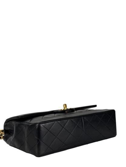 CHANEL - Black Lambskin Matelasse Pouch Attached Bag Gold Hardware