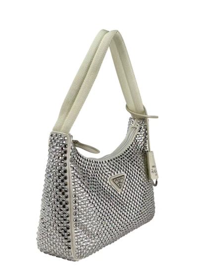 PRADA - White Satin Crystal Hobo Bag