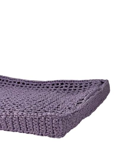PRADA - Purple Raffia Yarn Effect Crochet Logo Embroidered Tote Bag Lilium