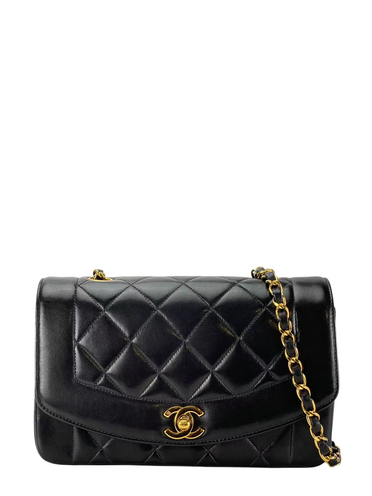 CHANEL - Black Lambskin Small Diana Shoulder Bag