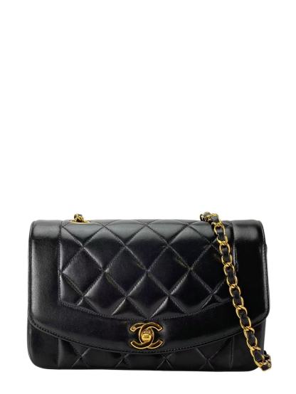 CHANEL - Black Lambskin Small Diana Shoulder Bag