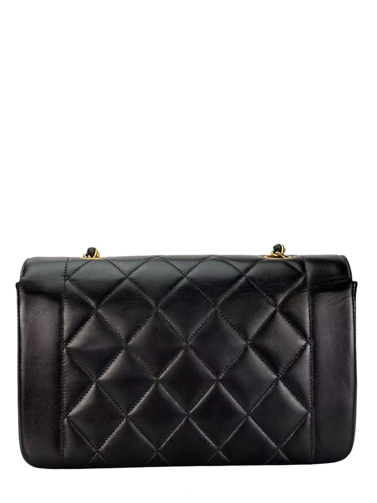 CHANEL - Black Lambskin  Small Diana Shoulder Bag