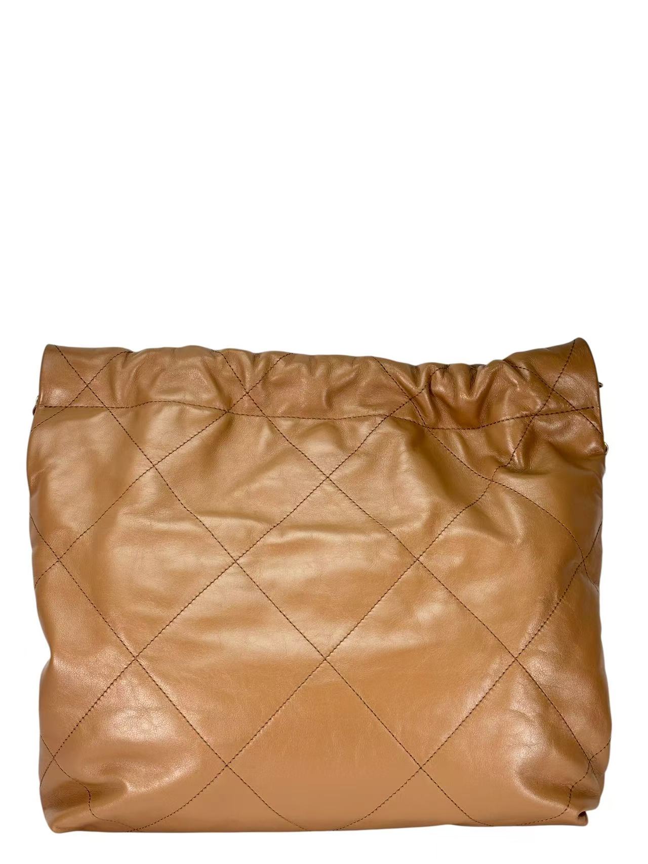 CHANEL - 22 Bag Dark Beige Calfskin Gold Hardware Small 