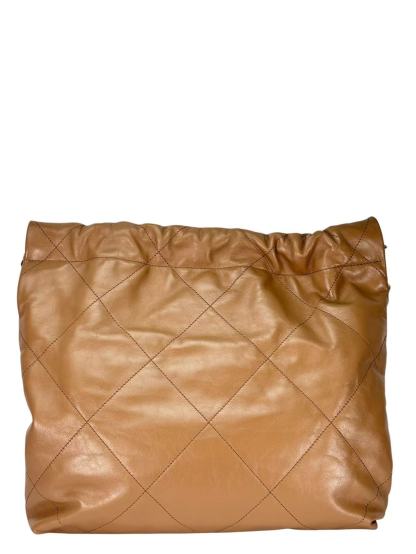 CHANEL - 22 Bag Dark Beige Calfskin Gold Hardware Small 