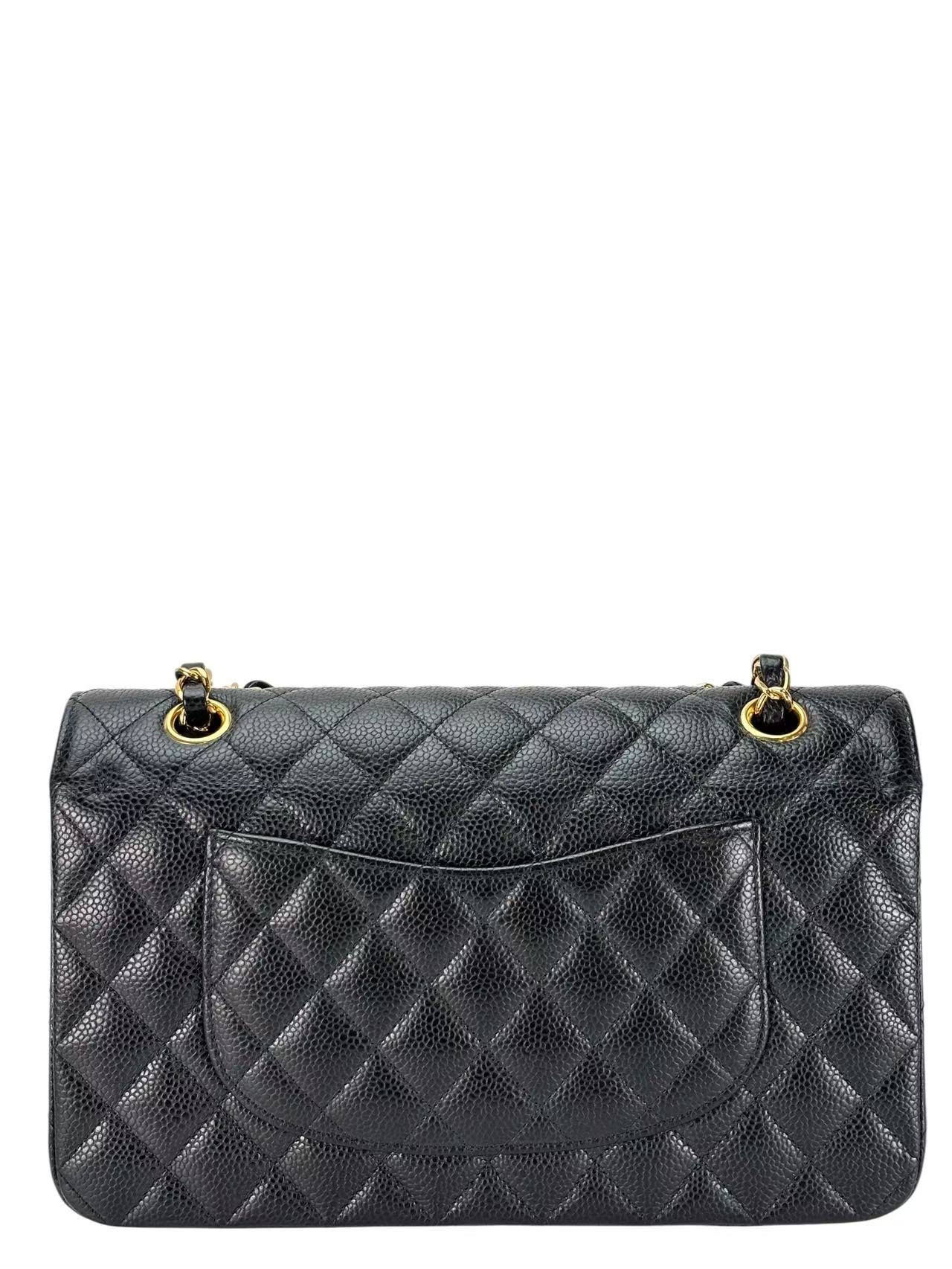 CHANEL - Medium Classic Double Flap Bag Black Caviar Gold Hardware (CF25) 