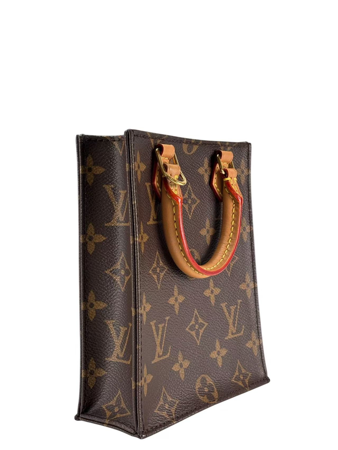 LOUIS VUITTON - Brown Canvas Monogram Petit Sac Plat Mini Handbag
