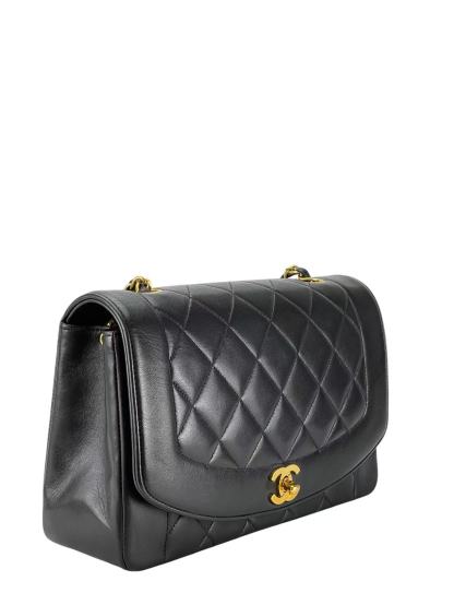 CHANEL - Black Lambskin Medium Diana Shoulder Bag