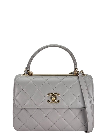 CHANEL - Gray Lambskin Trendy CC Small Hand Chain Bag
