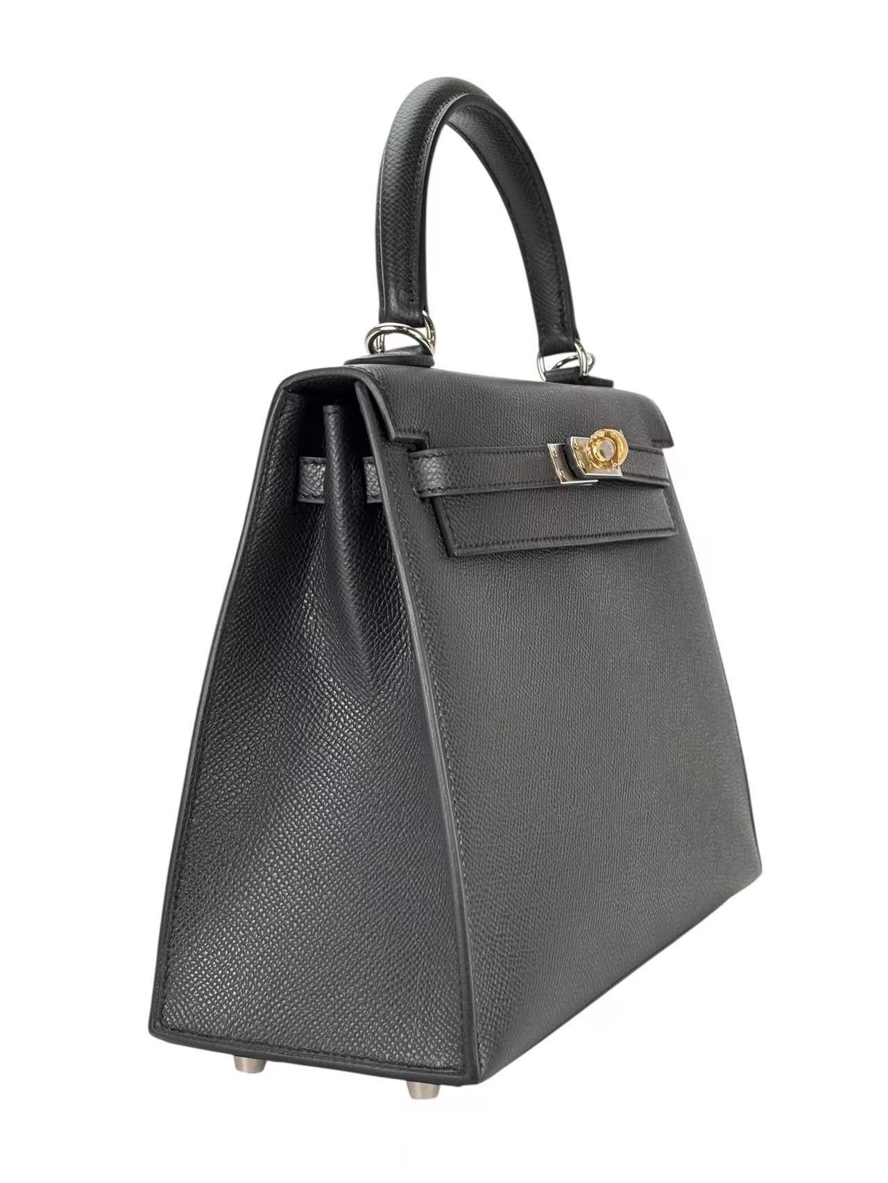 HERMES - Kelly 25 8P Plomb Epsom Electrum Hardware