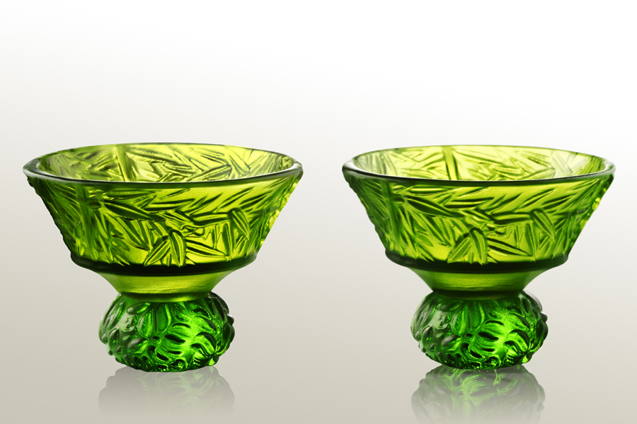 Crystal Sake Glass, Shot Glass (Set of 2), A Drink to Virtue, Virtuous Bamboo