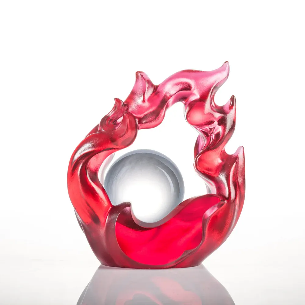 Crystal Desk Decor, Flame, Feng Shui, As The Good World Turns - Glorious Turning of Ruyi 