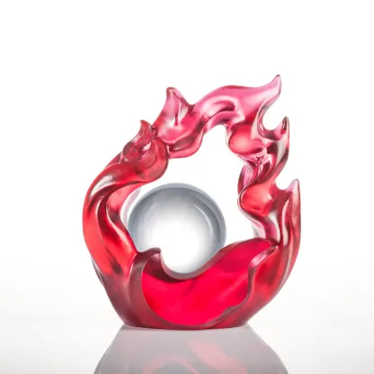Crystal Desk Decor, Flame, Feng Shui, As The Good World Turns - Glorious Turning of Ruyi 