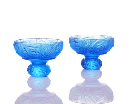 Crystal Sake Glass, Shot Glass (Set of 2), A Drink to Virtue, Virtuous Orchid