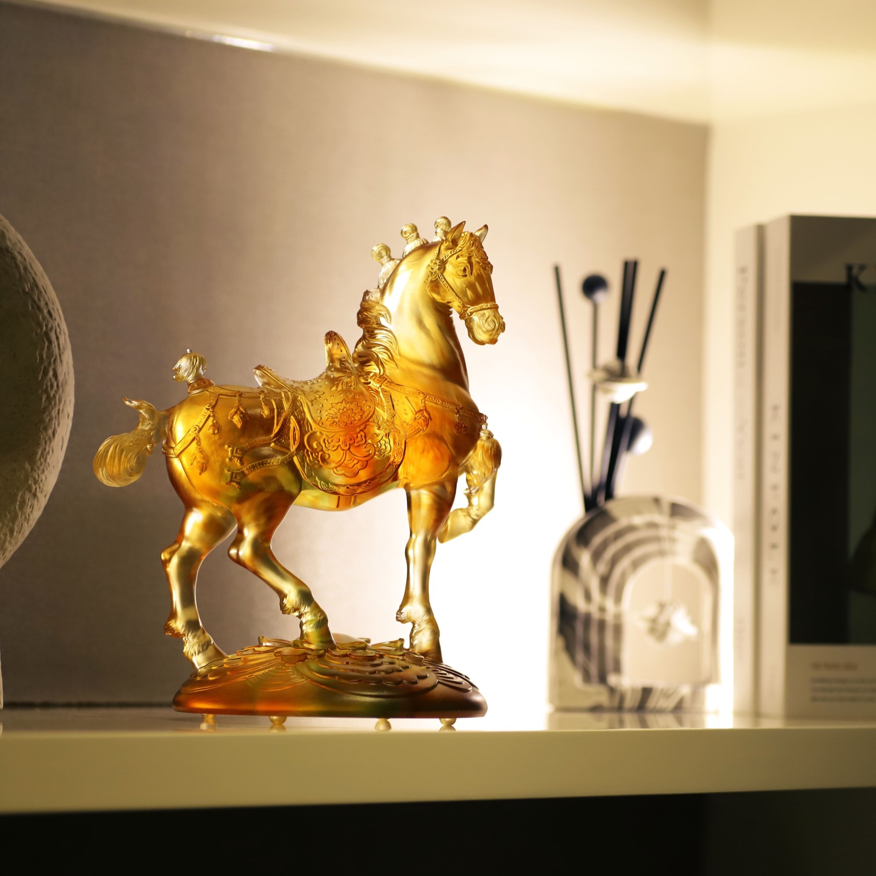 LIULI Crystal Art Horse Sculpture, Exultation