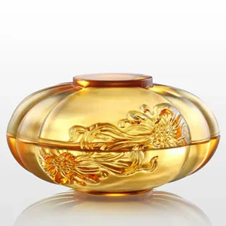 Crystal Snack Tray, Chrysanthemum, Bliss of Moon and Chrysanthemum (Large)