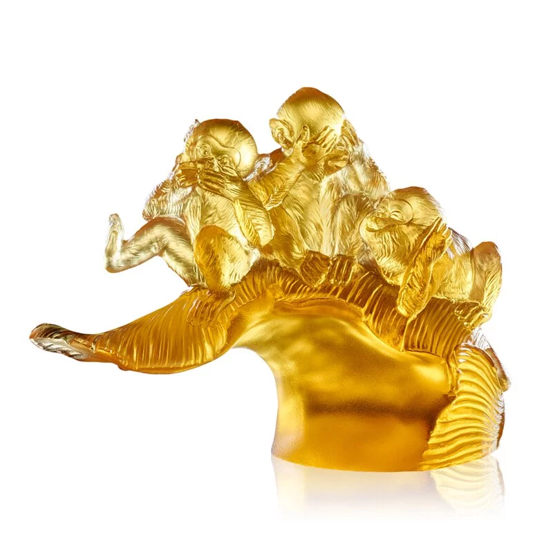 LIULI Crystal Monkey, The Mindfulness of Three 