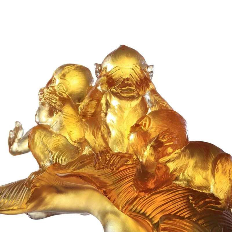 LIULI Crystal Monkey, The Mindfulness of Three 