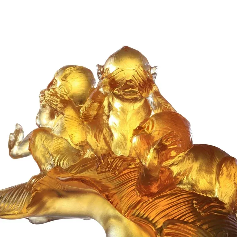 LIULI Crystal Monkey, The Mindfulness of Three 