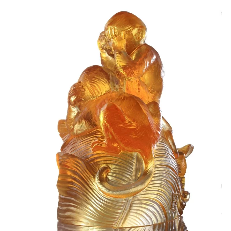 LIULI Crystal Monkey, The Mindfulness of Three 