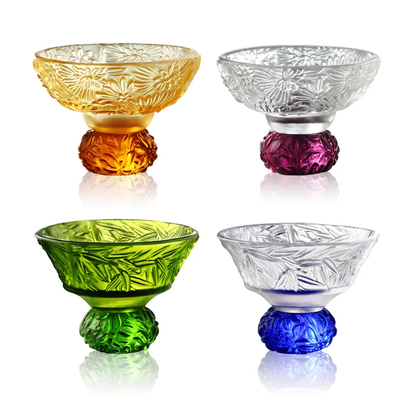 Crystal Sake Glass, Shot Glass (2 Designs), A Drink To Virtue (Set of 4)