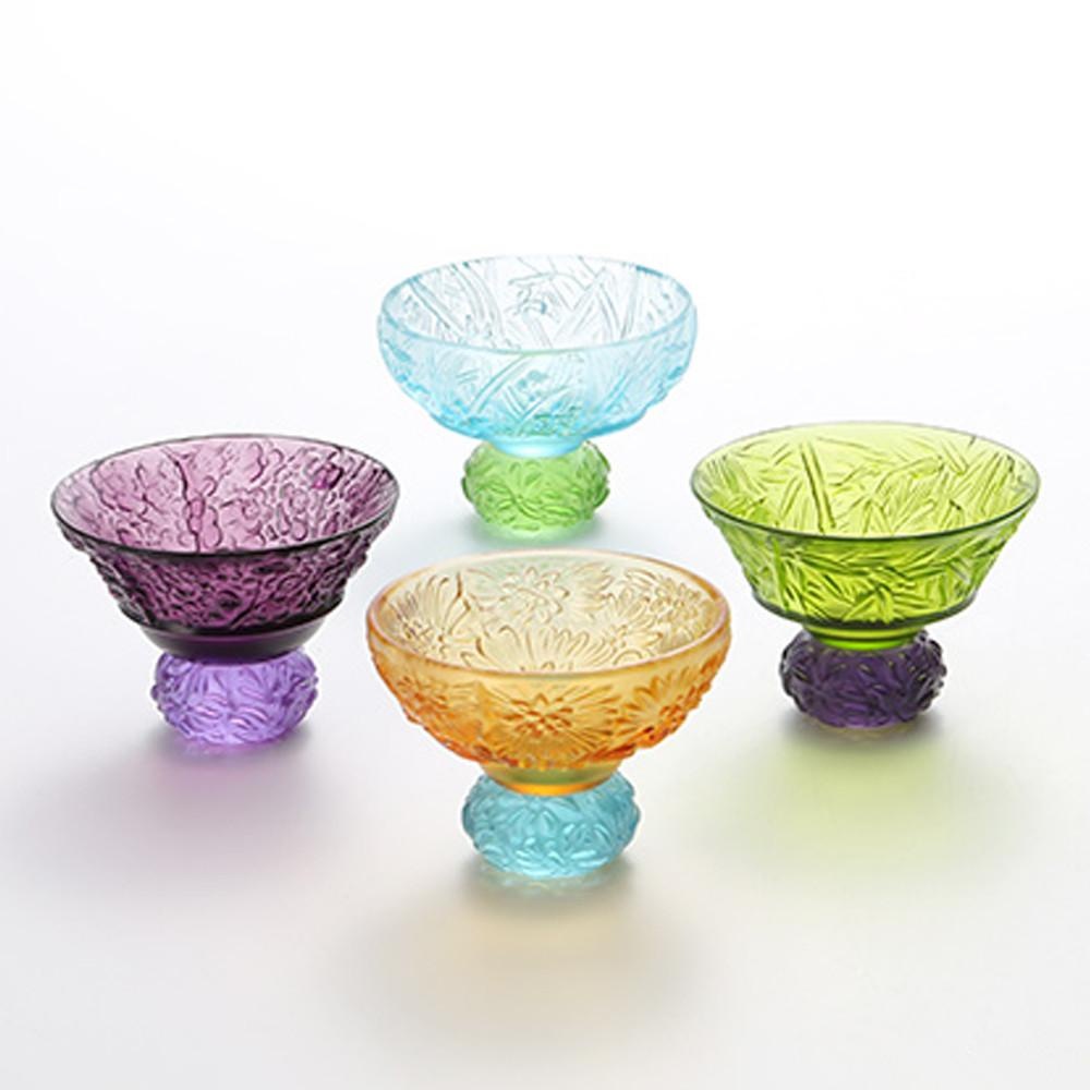 Crystal Sake Glass, Shot Glass (4 Designs), A Drink To Virtue (Set of 4)