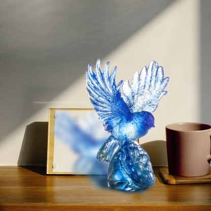LIULI Crystal Bird, Blue Mountain Bird, Aligned with the Light, I Soar