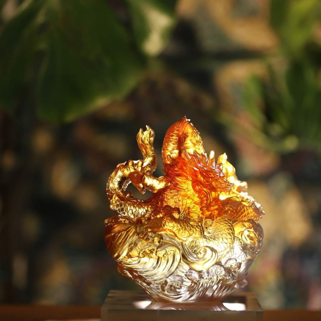 Crystal Dragon Sculpture, Auspicious Joy