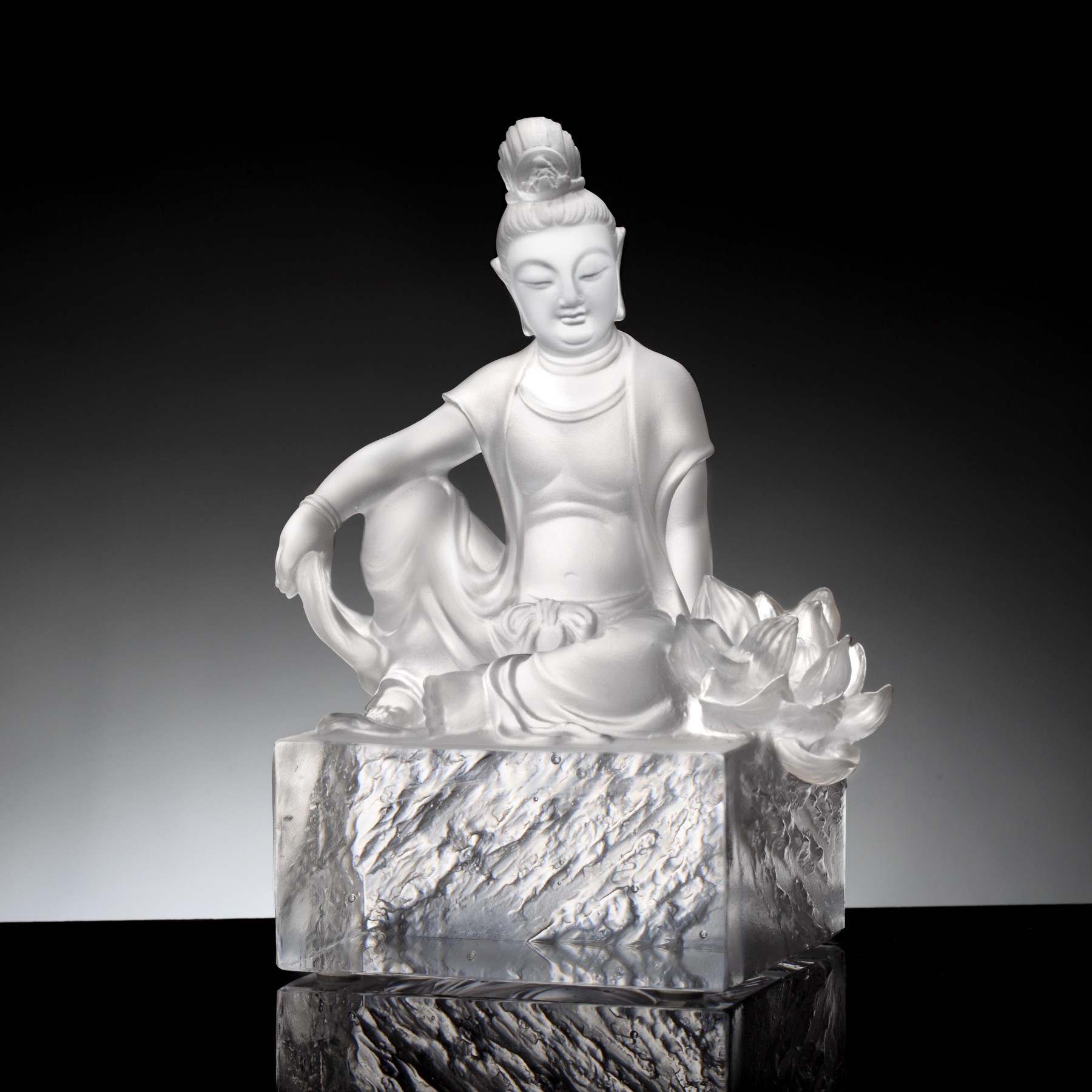 Crystal Buddha, Guanyin, A Flower Blooms