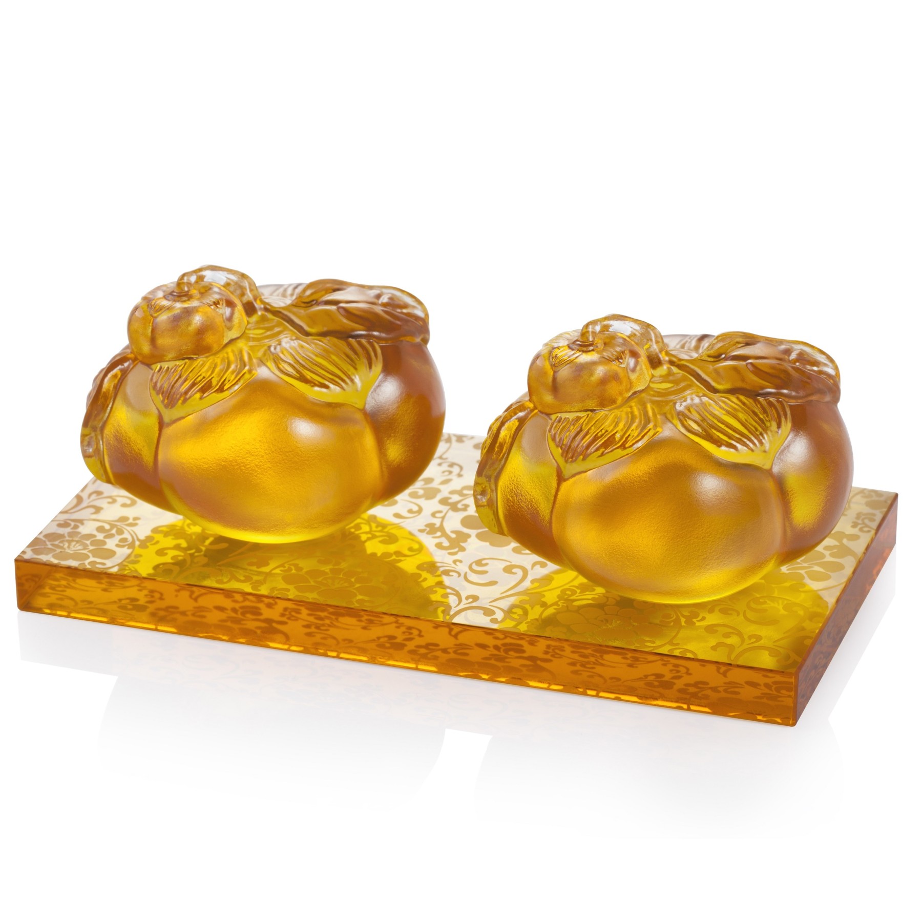 Crystal Paperweight, Feng Shui, Persimmon, Good Things Come in Pairs