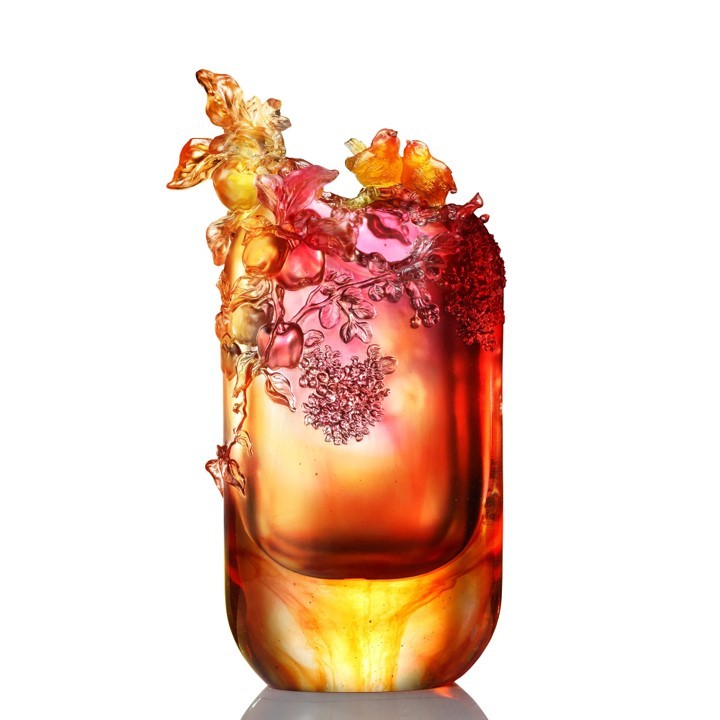 Crystal sculpture, birds, Happiness in Pairs