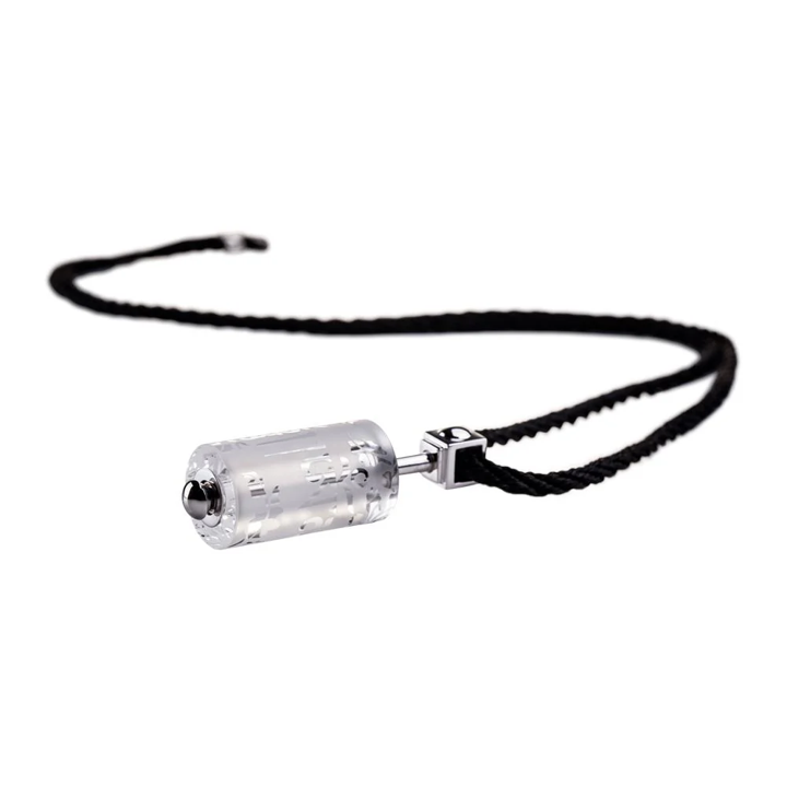 Crystal Necklace, Pendant, LIULI Prayer Wheel, Eternal Cycle of Compassion