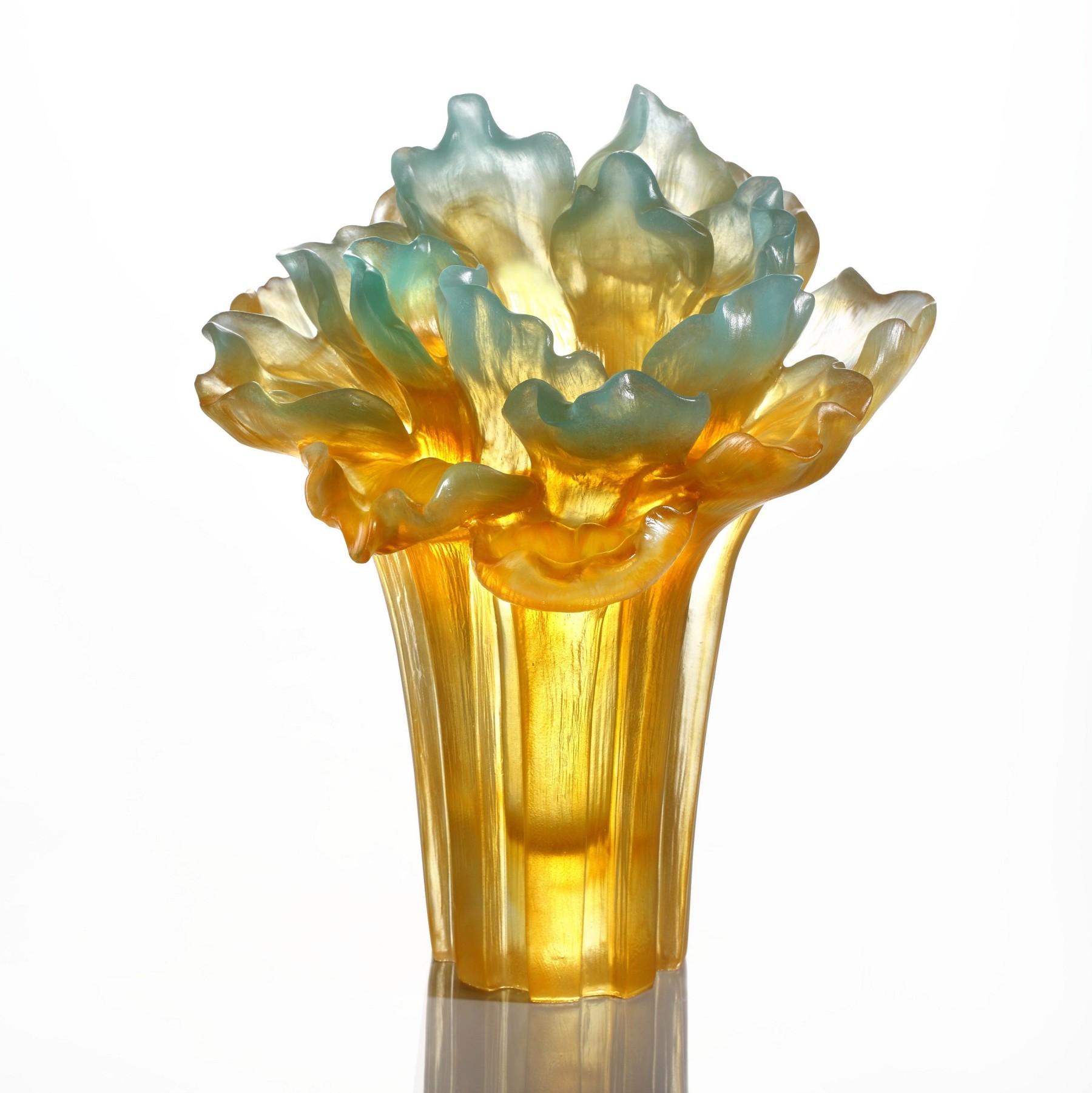 LIULI Crystal Vase, peony flower, Our Great Beauty  